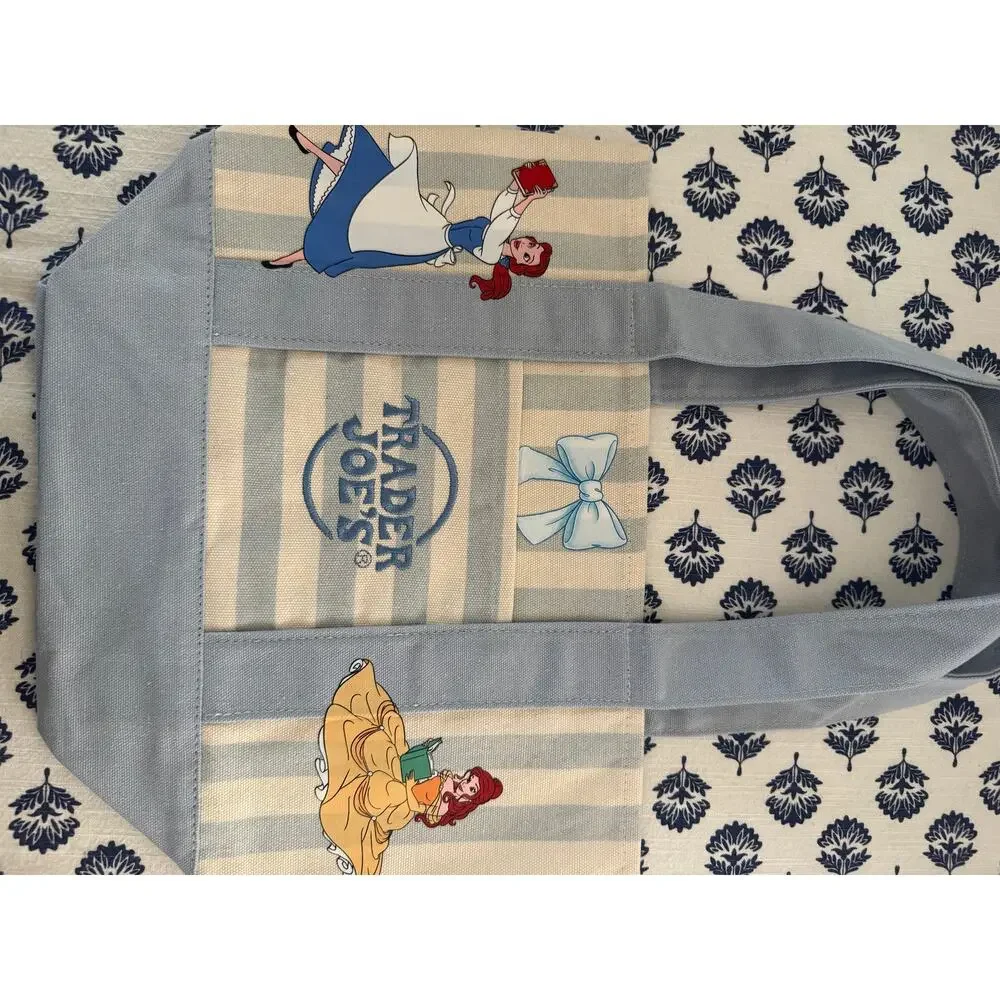 Disney Belle Striped Double Sided Custom Made Trader Joes Mini Tote